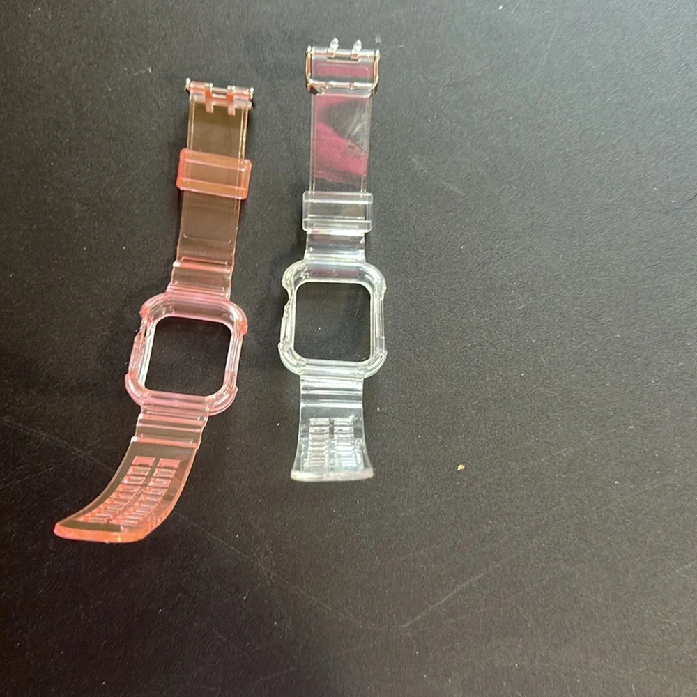 Silicone Apple Watch case and clear and pink for 44 mm watch only